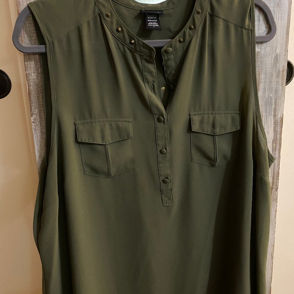 TORRID- Green Sleeveless Top with Studded Neckline
